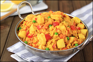 Cauliflower Rice Paella with Chicken and Seafood