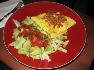 Cheddar Omelet with Avocado and Salsa